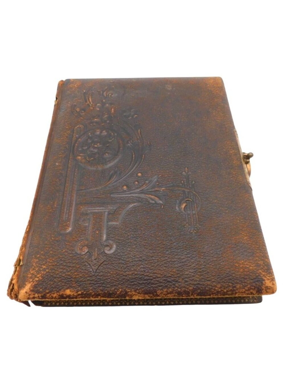 Antique Victorian Photo Album Embossed Leather Cabinet Card Photo Album Empty